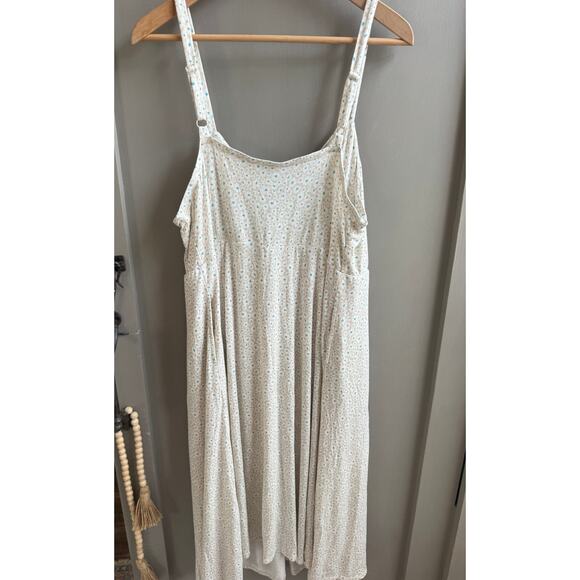 Torrid Super Soft Knit Sleeveless White Beige Daisy Stretch Midi Dress sz 18/20 - Picture 4 of 6
